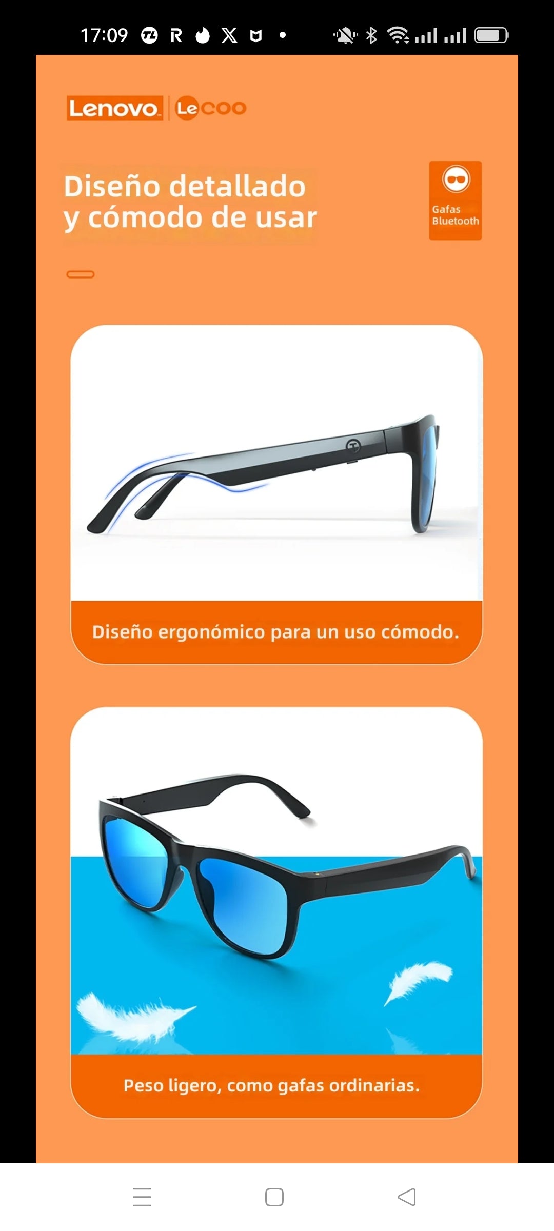 Gafas Lenovo Music Lente Negra