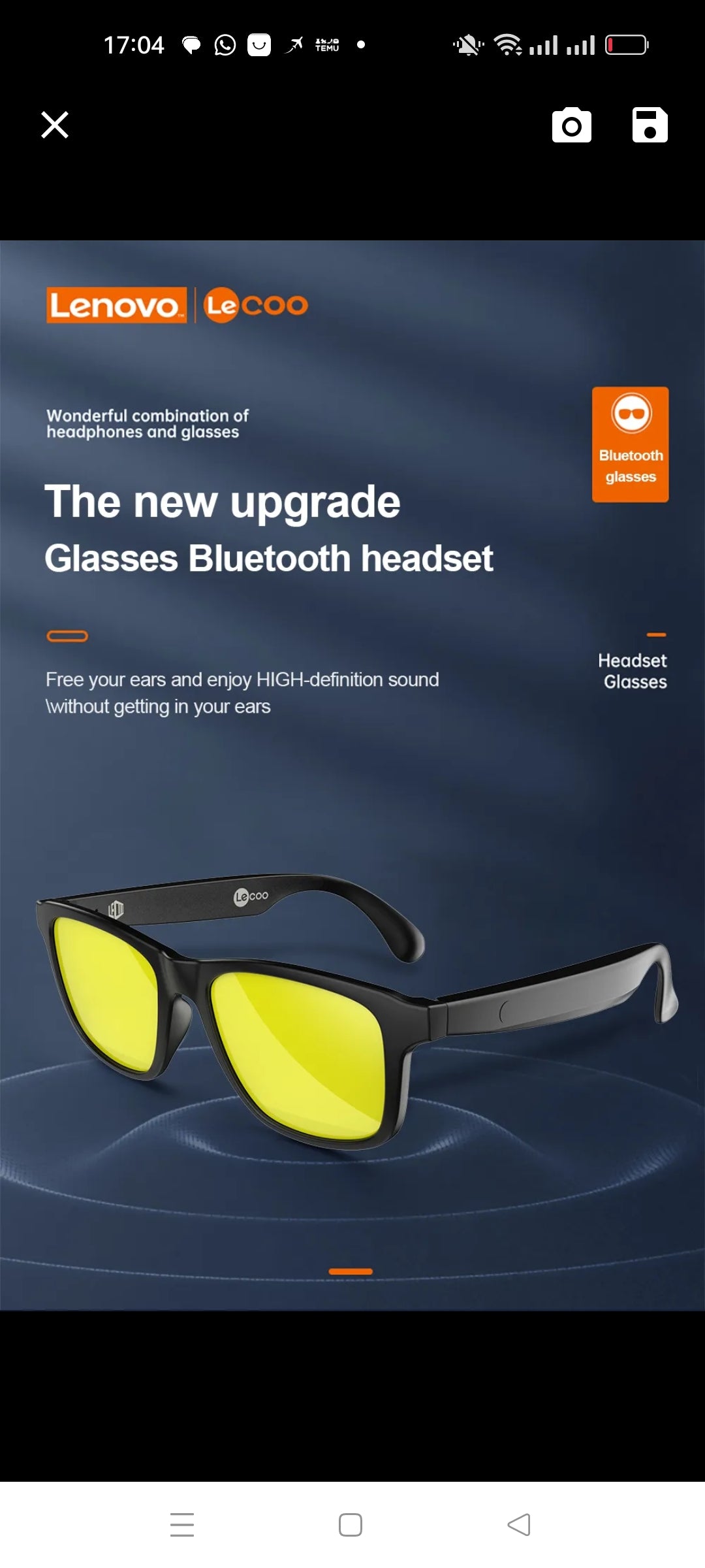 Gafas de sol Lenovo Music lente amarilla